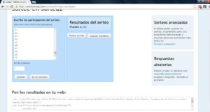 Captura de pantalla del sorteo