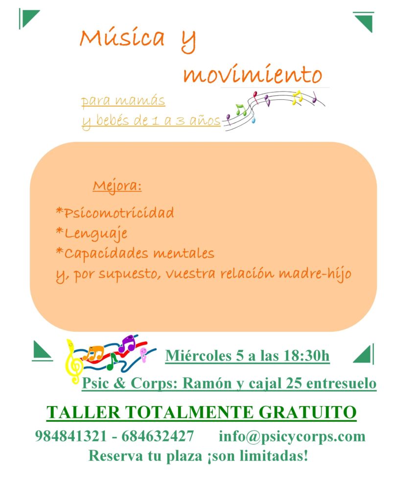 Cartel provisional Taller música y movimiento mamás y bebés